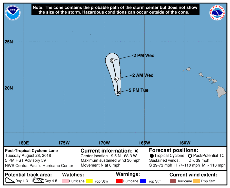 Hurricane Lane forecast track and expected path