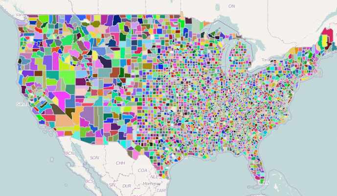 US counties map (from MapLine)