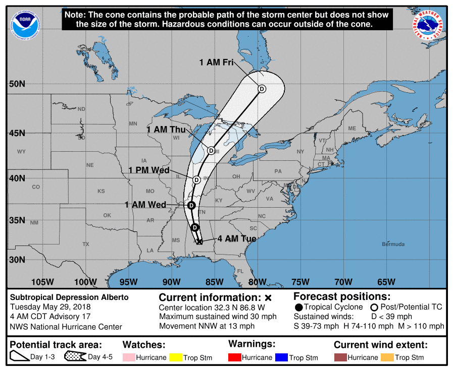 Storm Alberto winds hit 65mph as it approaches Gulf Coast