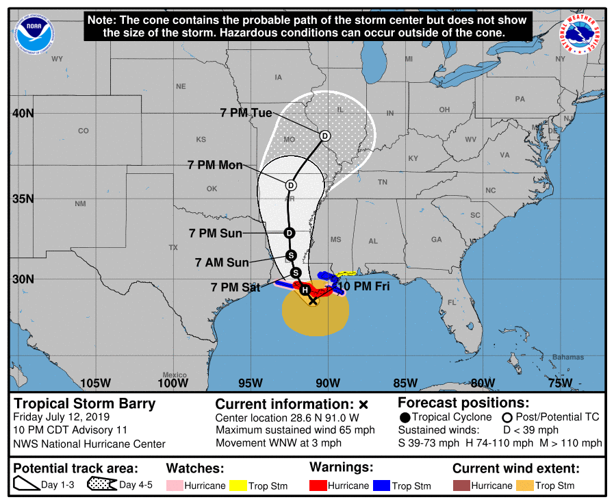 Storm Barry to hit hurricane status, surge, rain & flooding the main threat