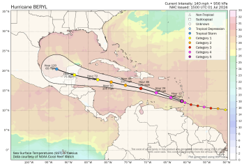 Hurricane Beryl map